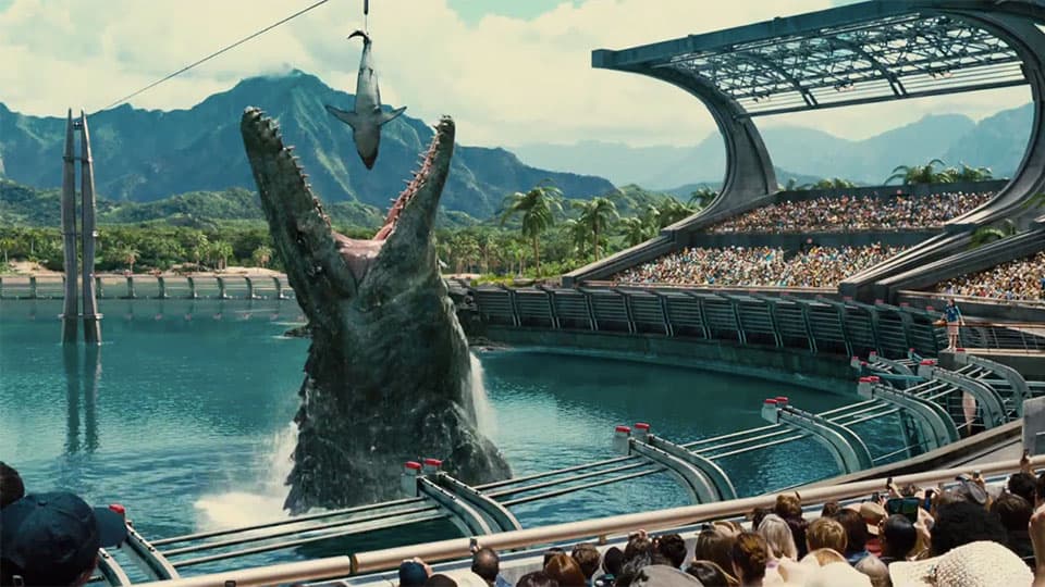 The Mosasaurus feeding scene in 2015's Jurassic World.