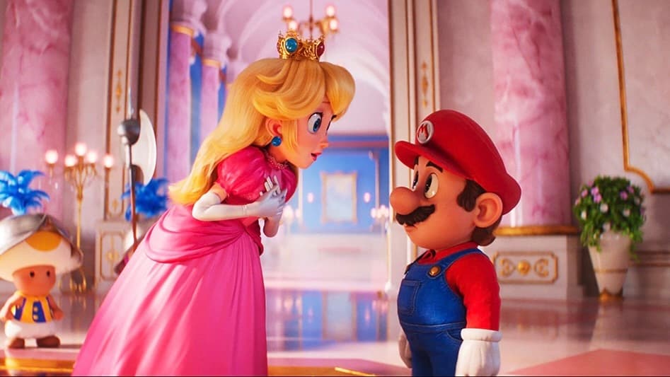 Peach and Mario in the Super Mario Bros. Movie.